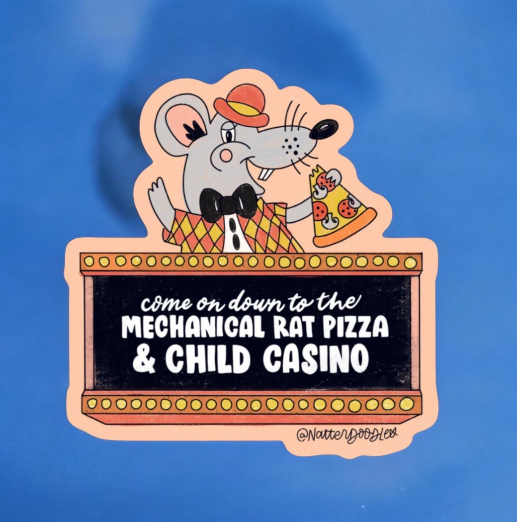 Mechanical Rat Pizza Casino Sticker
