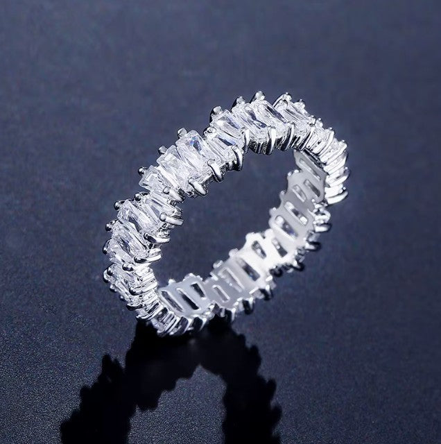 Close-up of sparkling silver ring