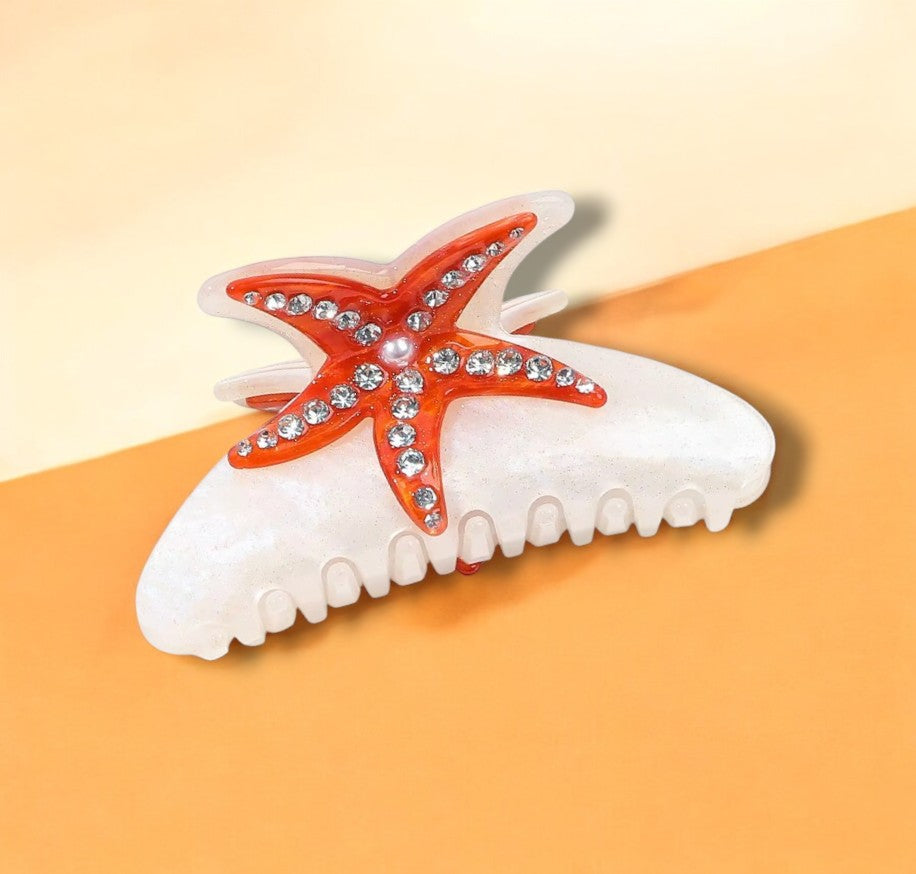 Stylish starfish hair clip with rhinestones