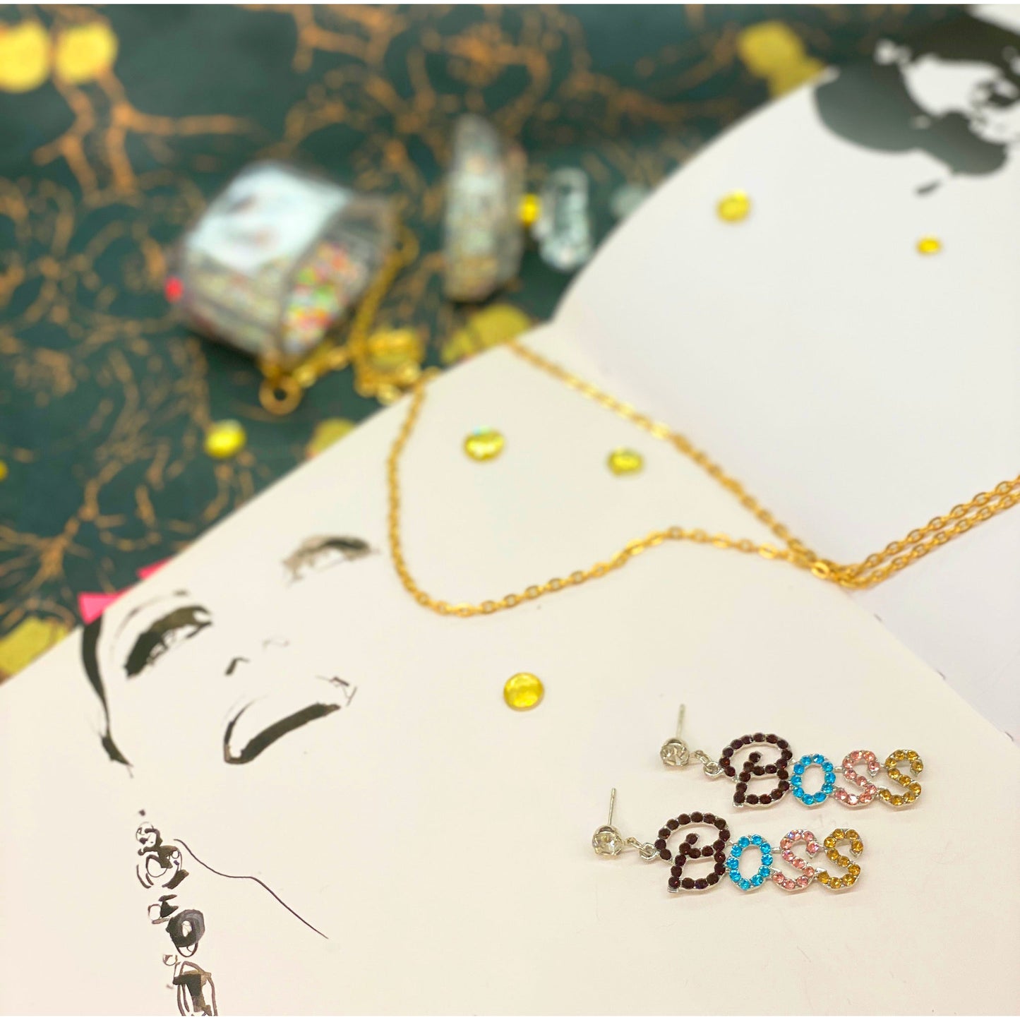 Lightweight Boss earrings with hypoallergenic materials and hand-crafted design.