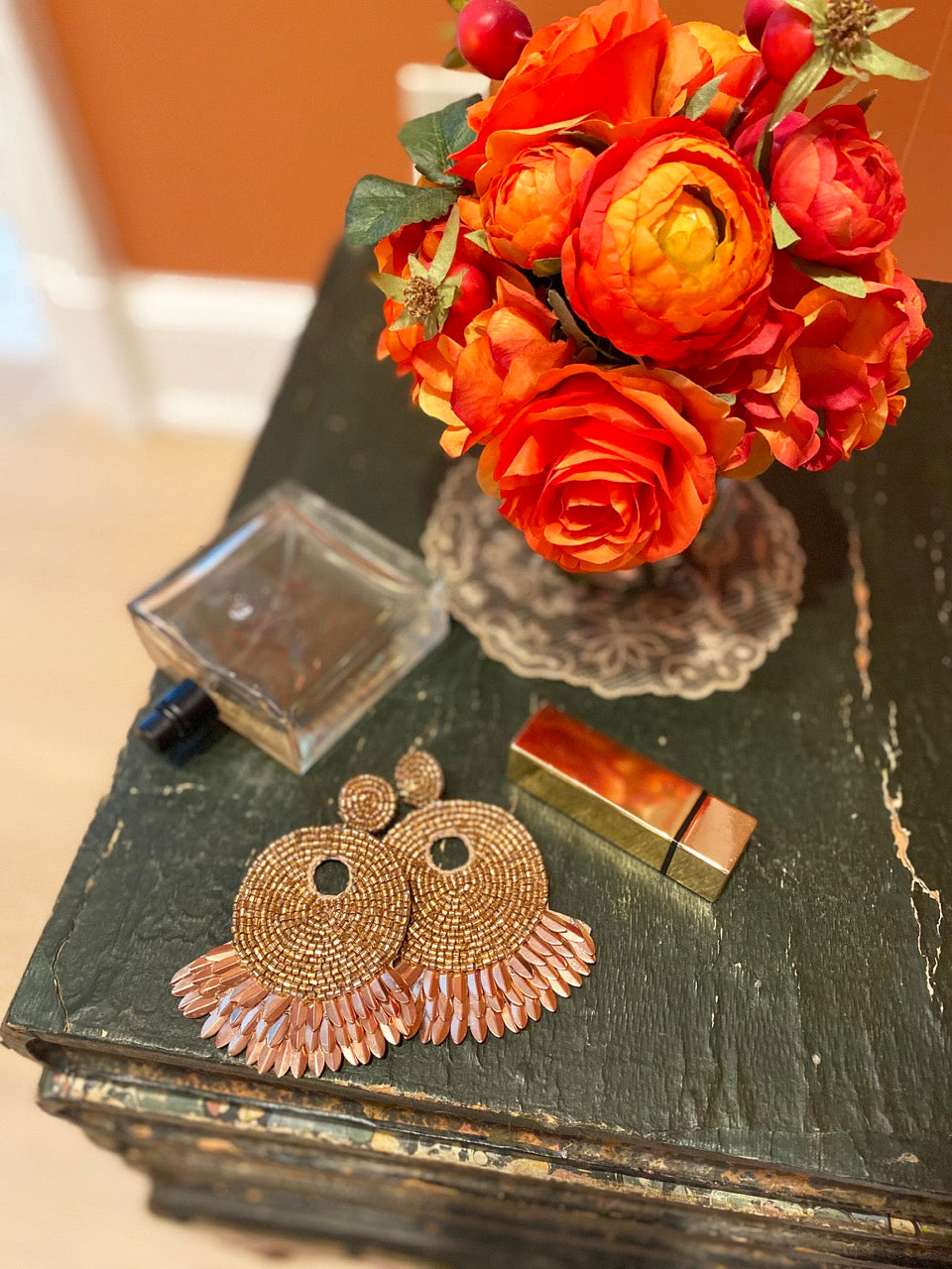 Handcrafted hypoallergenic gold earrings perfect for night out events.