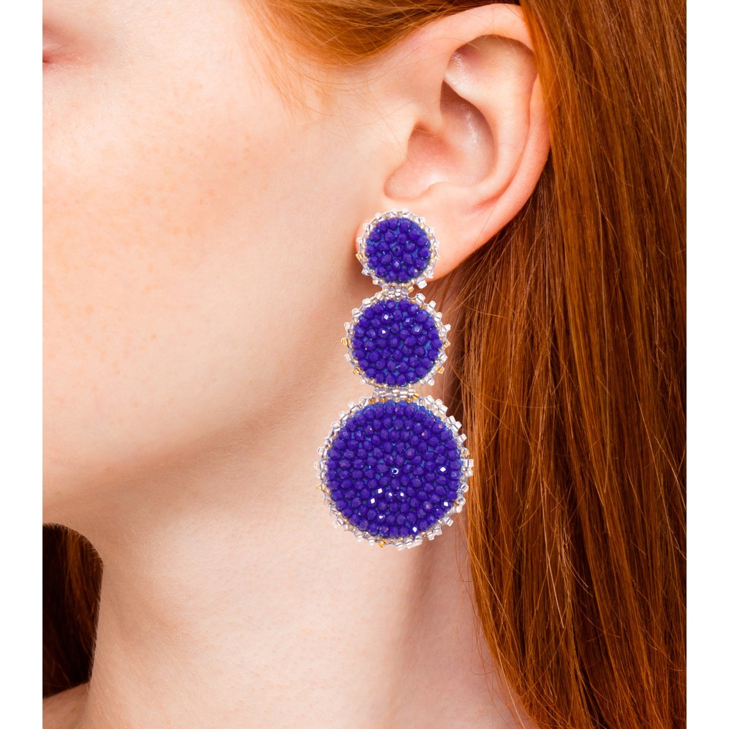 Stylish Disco Drop Blue Earrings with a bold design, perfect for any occasion.