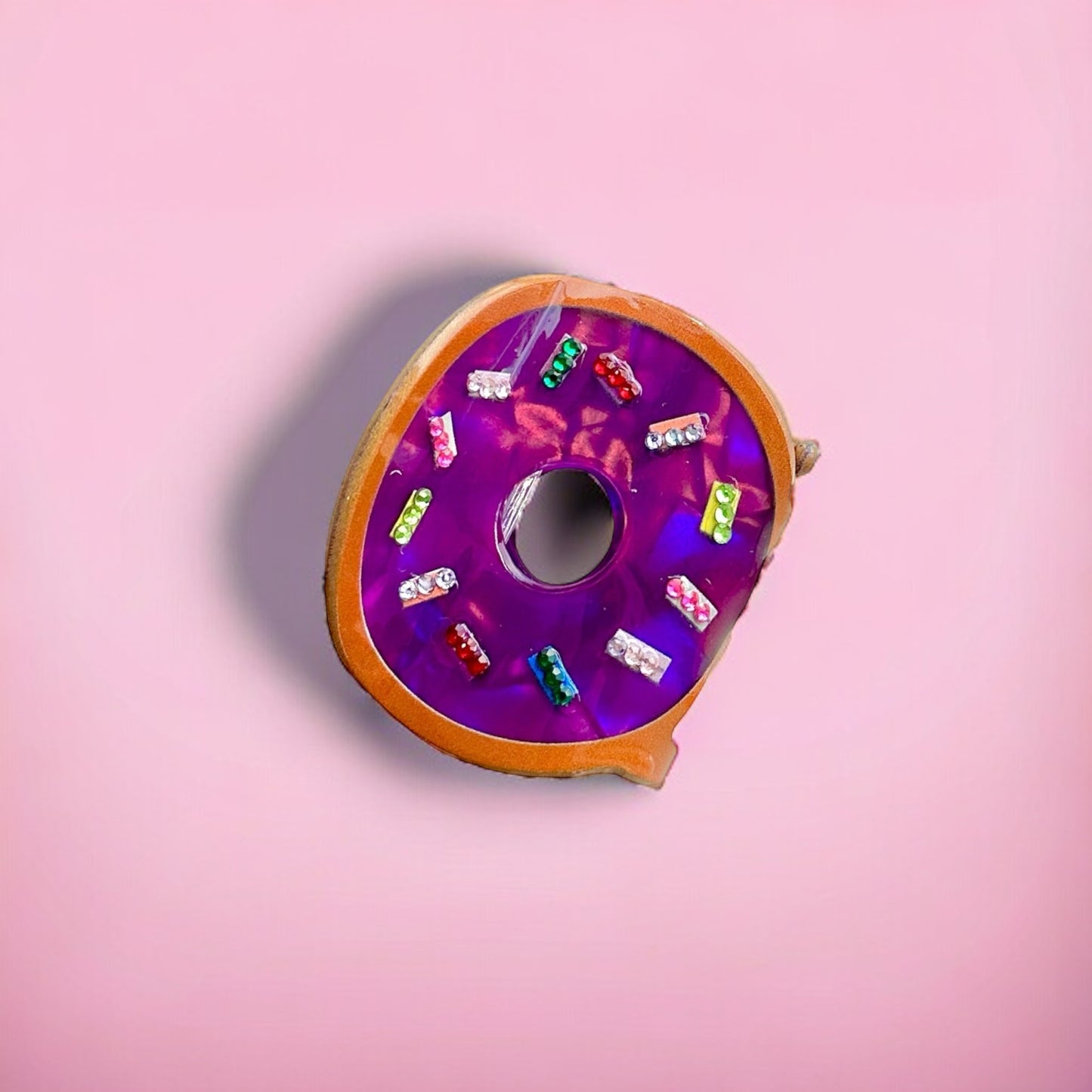 sparkling donut hair clip in purple