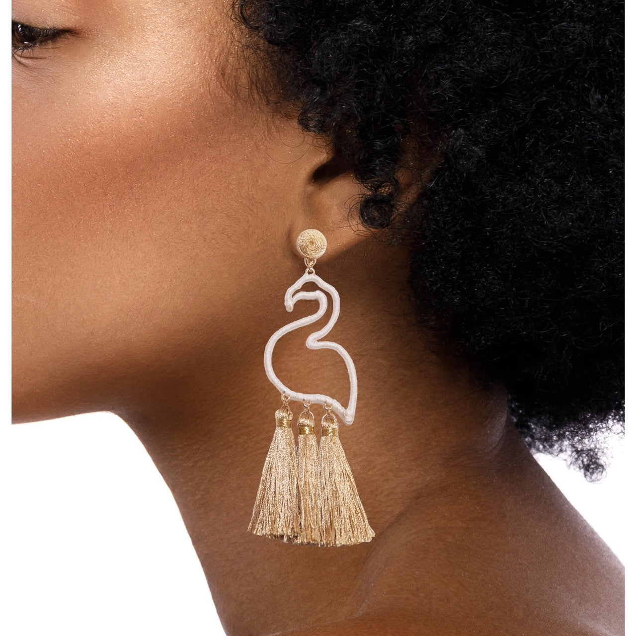 Flamingo Tassel Champagne Earrings