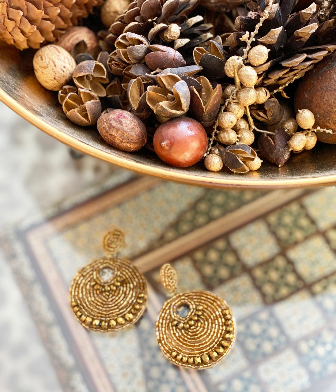 Unique handcrafted gold earrings with secure patches, perfect for sensitive ears.