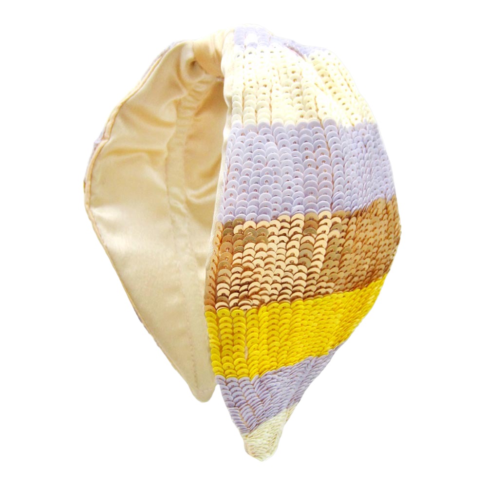 Lemon Twist Headband with vibrant yellow design, infused with a delightful lemon sequins, perfect for adding a chic touch.