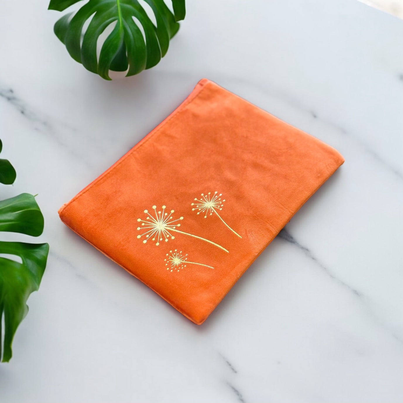 Orange Daisy Suede Pouch