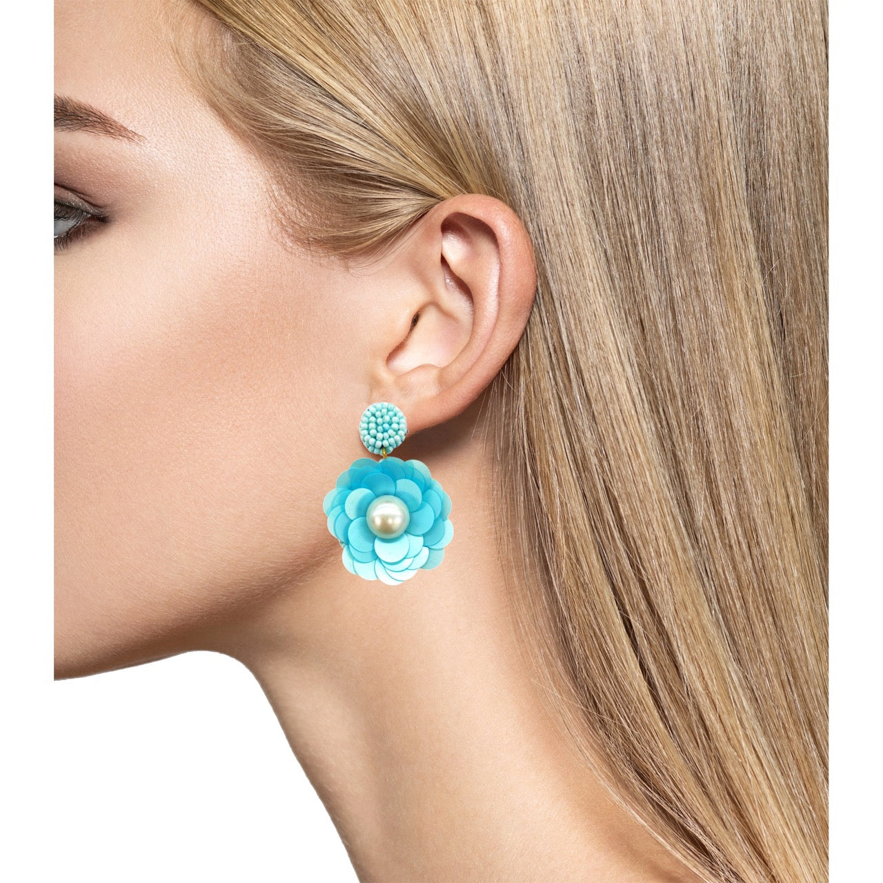 Petal Pusher Aqua Earrings