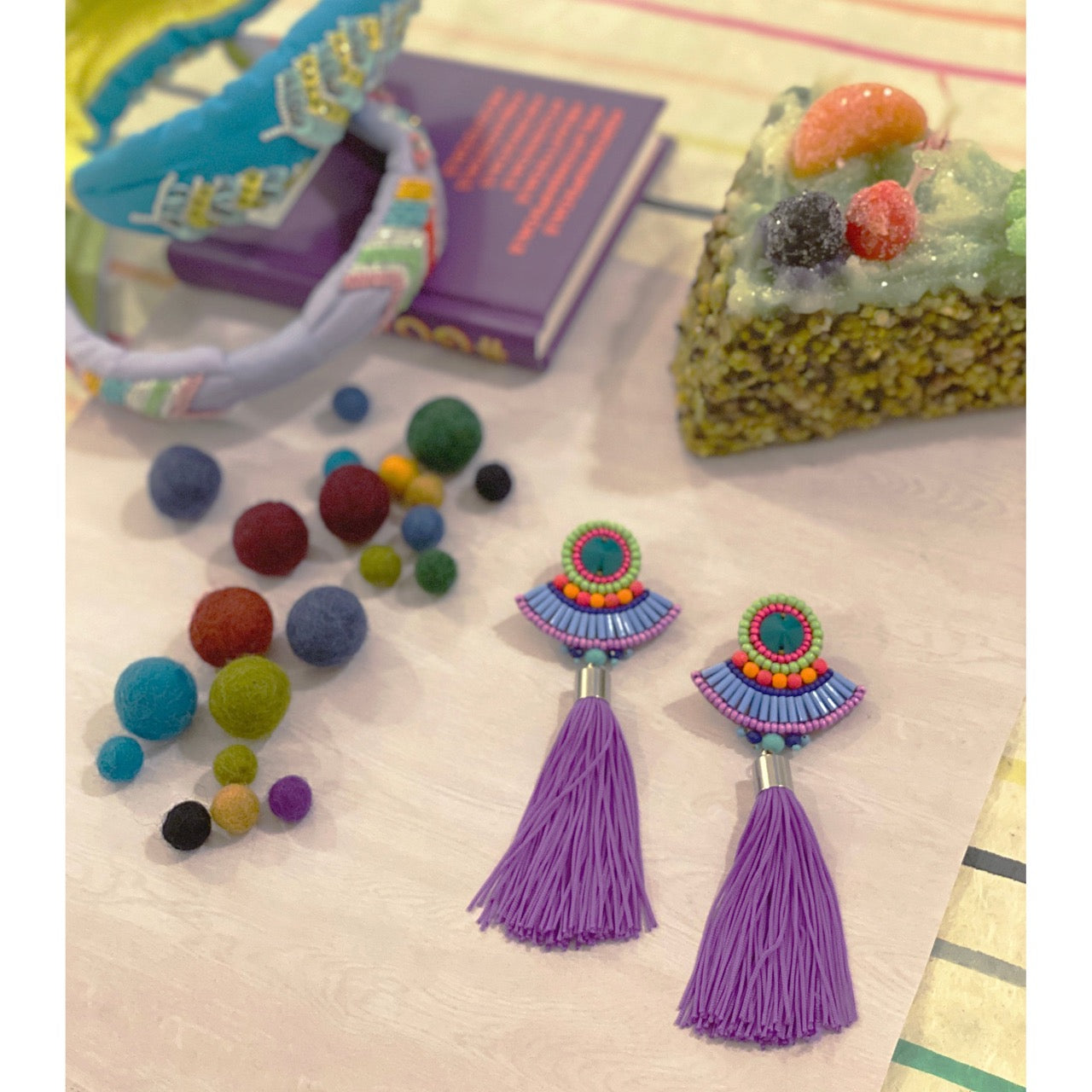 Purple Tassel Earrings
