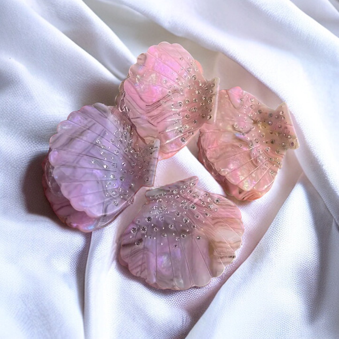 Iridescent Pink Shell Hair Clip