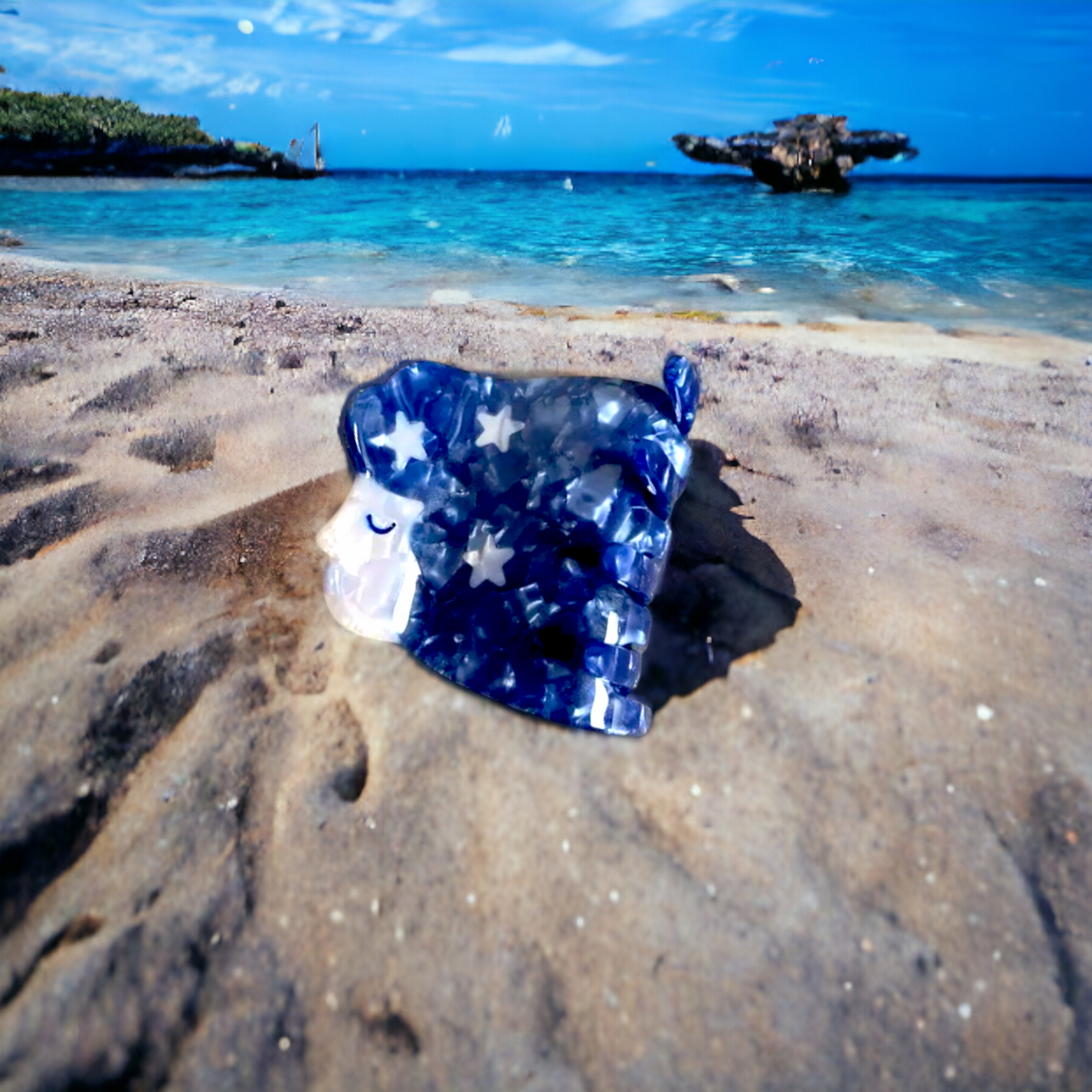 Whimsical stargazer hair clip with celestial design, perfect for adding a touch of magic to your hair.