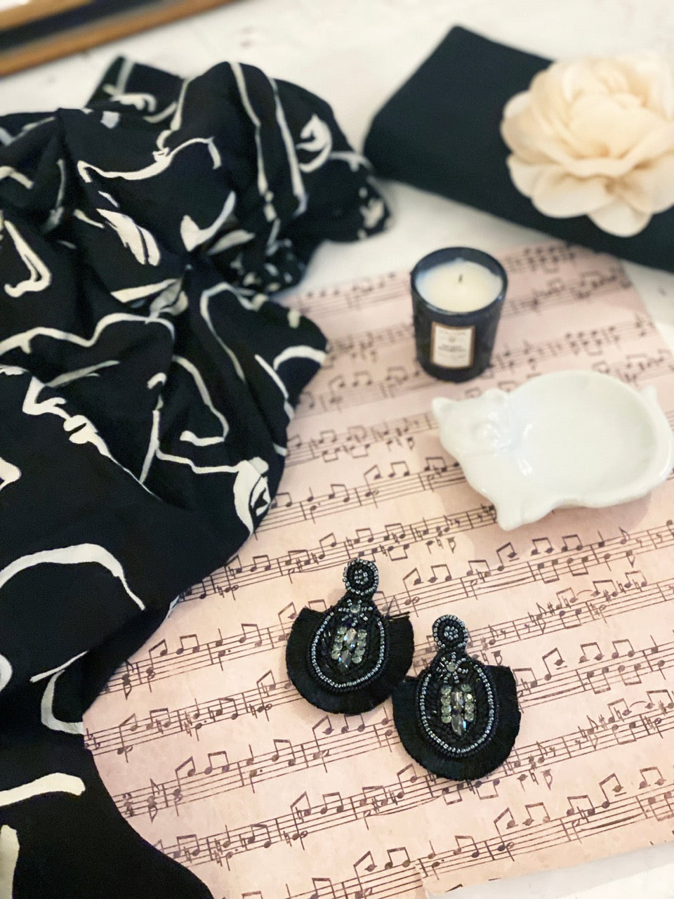 Statement earrings in black onyx, designed to catch the eye and turn heads.