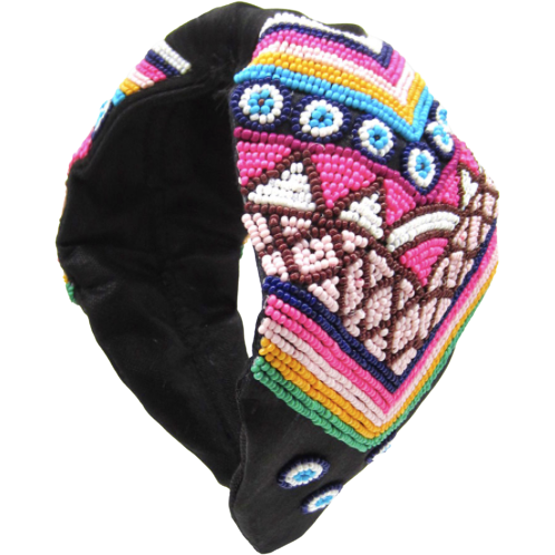 Statement Headband with Textured Gold Braiding and Beads