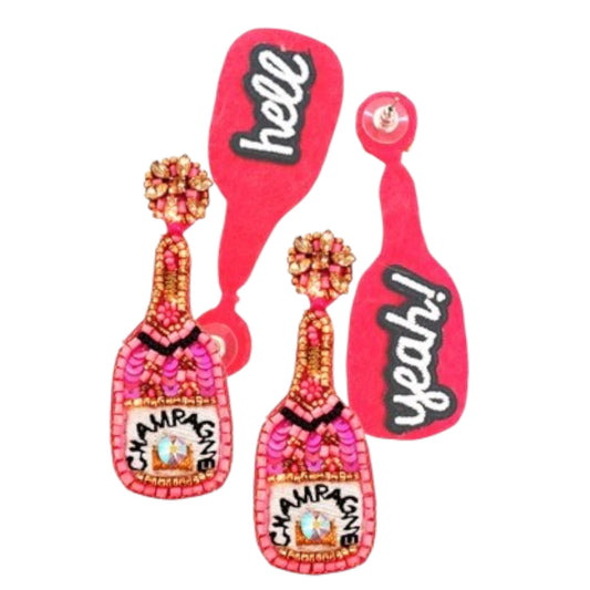 Champagne Problems Pink Earrings with pink beading and Swarovski accents.