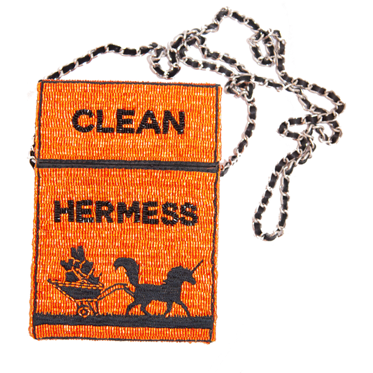 Beaded cigarette bag in purple and green with a gold clasp and embellishments. Perfect for a night out or special occasion.
