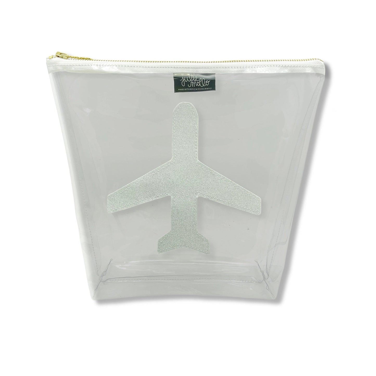 clear travel pouch with airplane design
