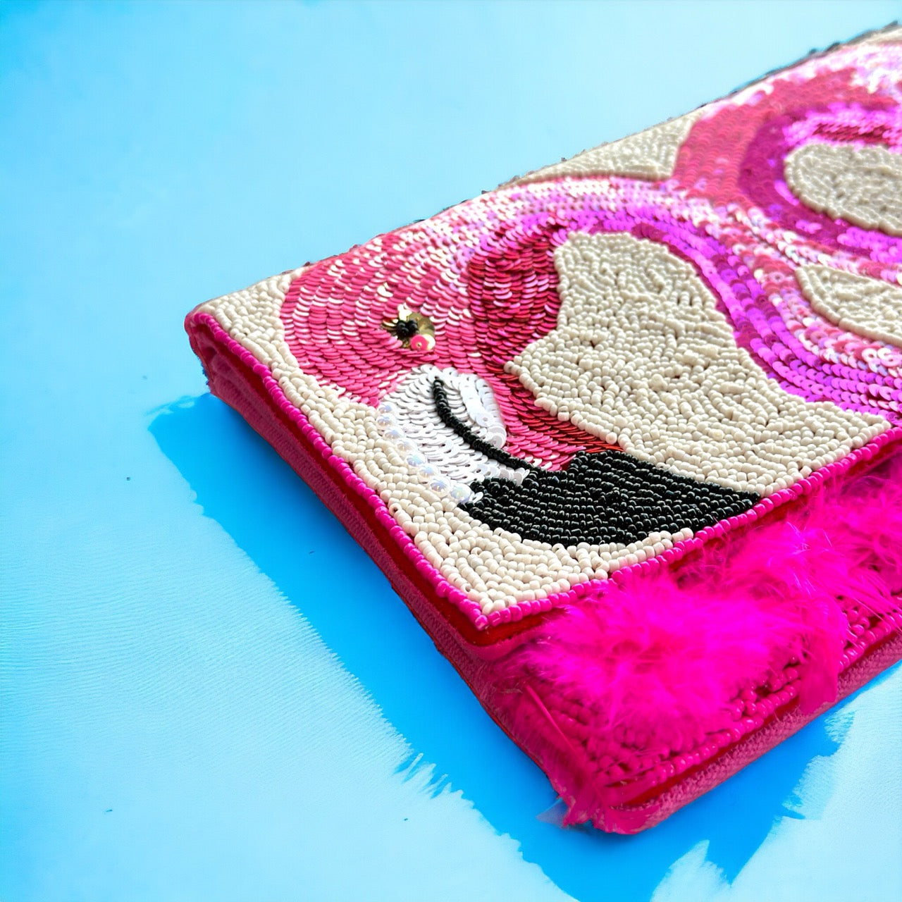 Twin Flamingo Beaded Bag