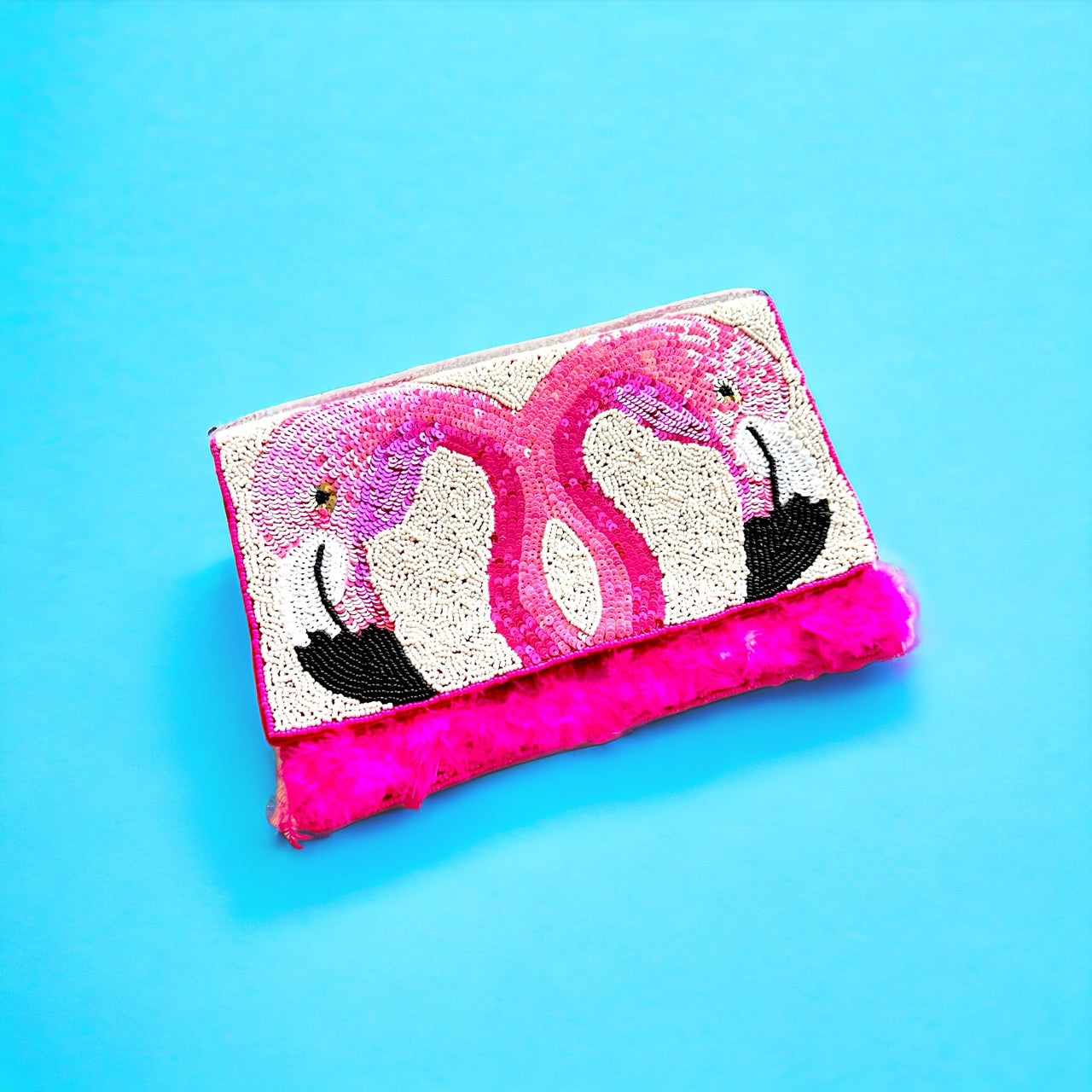 Twin Flamingo Beaded Bag