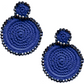 Handcrafted blue basketweave earrings featuring a ghost design, ideal for quirky and fun fashion statements.